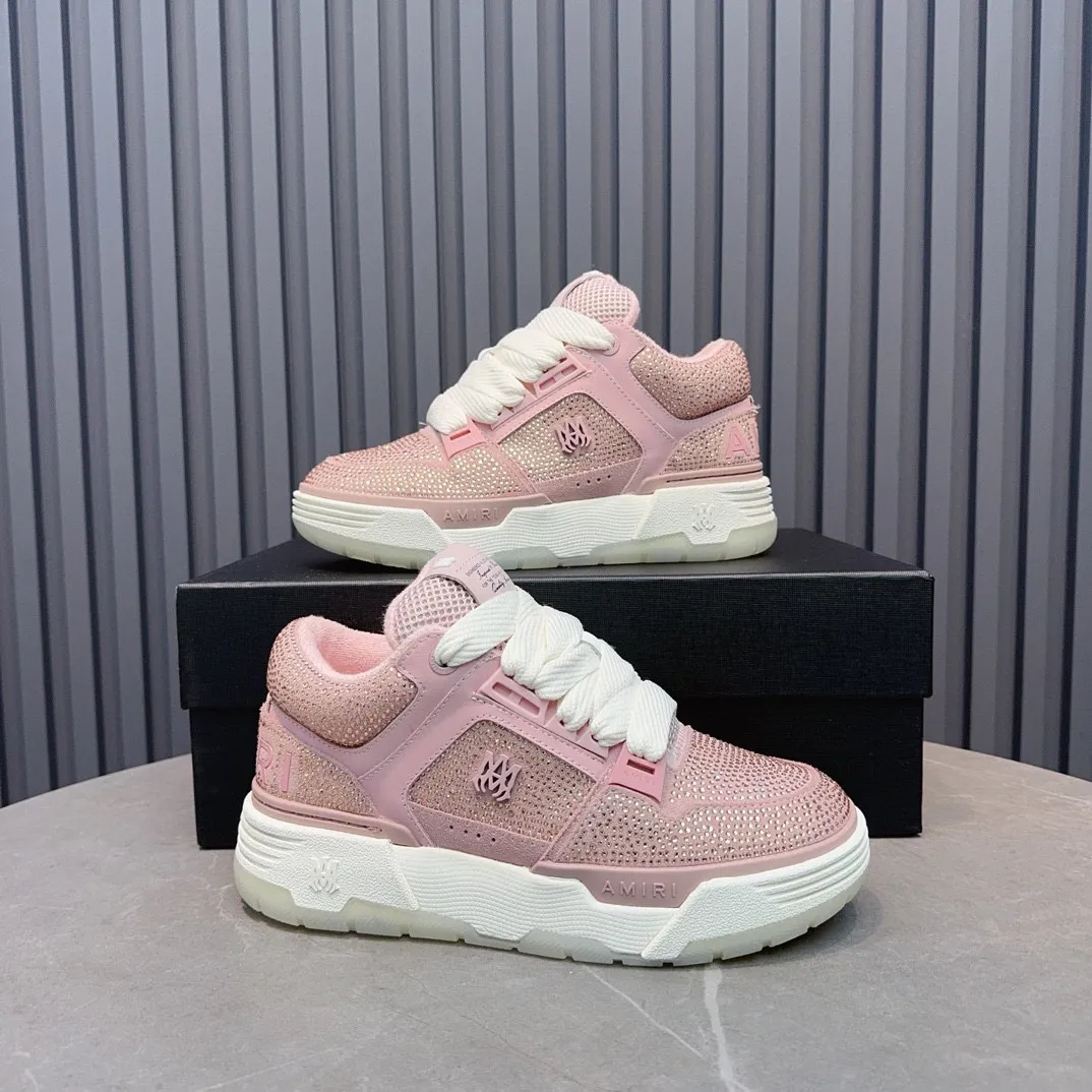 Men's men's shoes 💰800 AMIRI Amir Couple's new hot brick high street sneakers with bone sports shoes, toe-layer cowhide upper, upper side bones, purely hand-stitched, with good three-dimensional effect, customized metal LOGO, code number 35-44 (45, 46 customized)